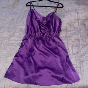 Nasty Gal Gathered Cowl Neck Mini Dress Purple
